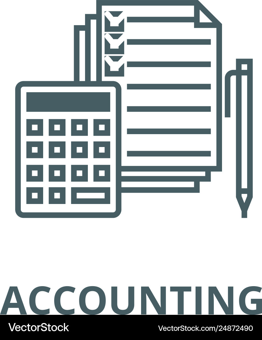 Accountingcalculator pen checkbox docs line Vector Image