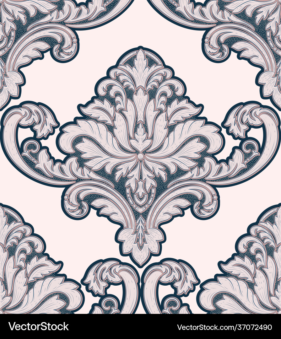 Damask seamless pattern element classical Damask seamless pattern element classical Vector Image