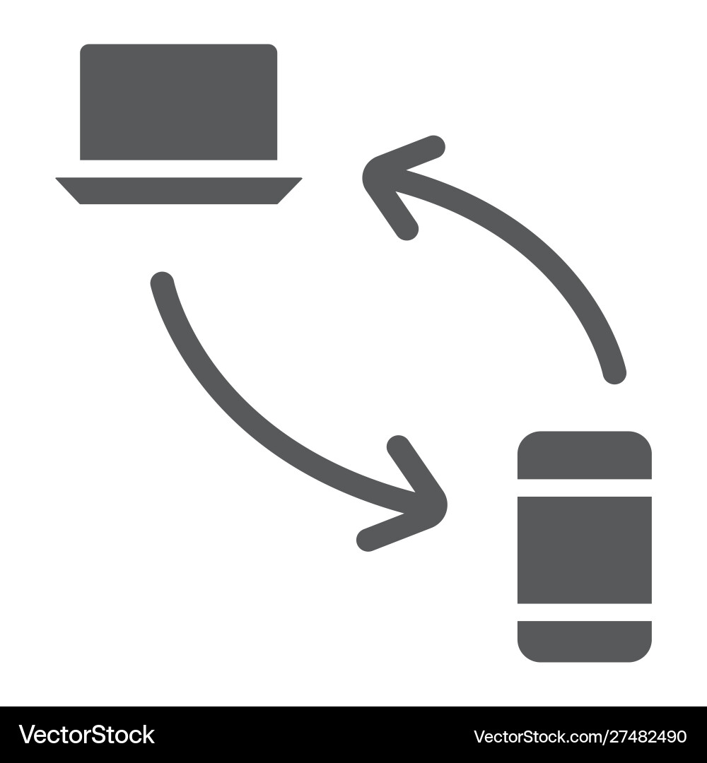 Daten übertragen von Laptop zu Smartphone Glyph Daten übertragen von Laptop zu Smartphone Glyph vektorbild