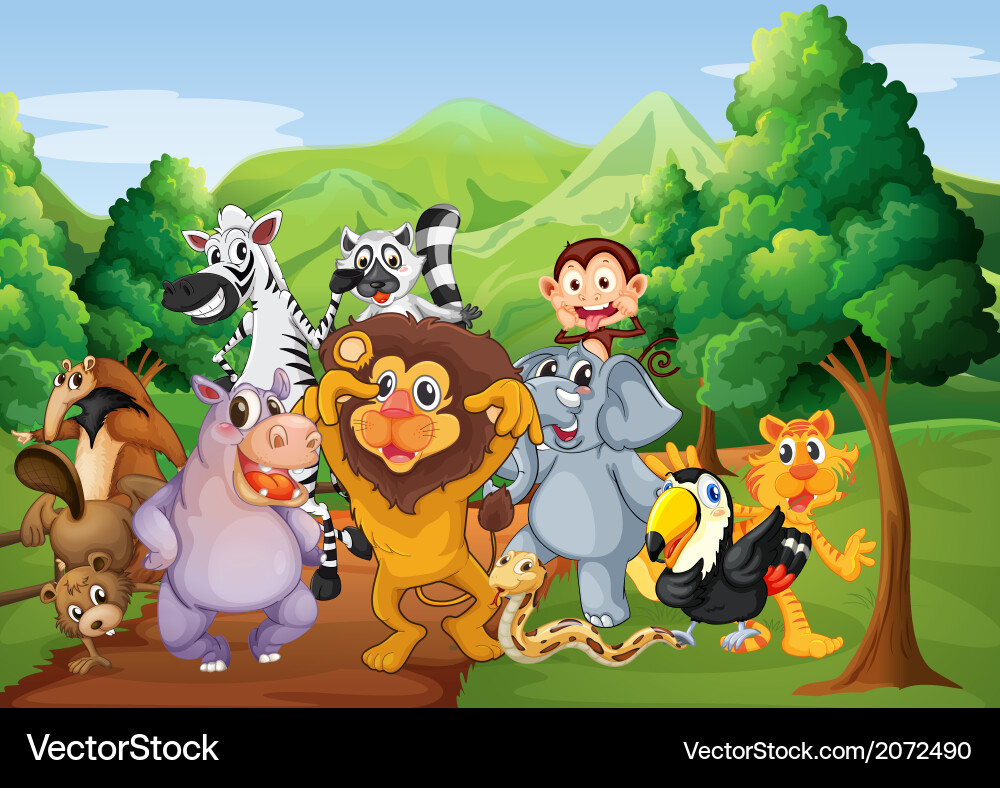 Jungle Animals Scene Royalty Free Vector Image