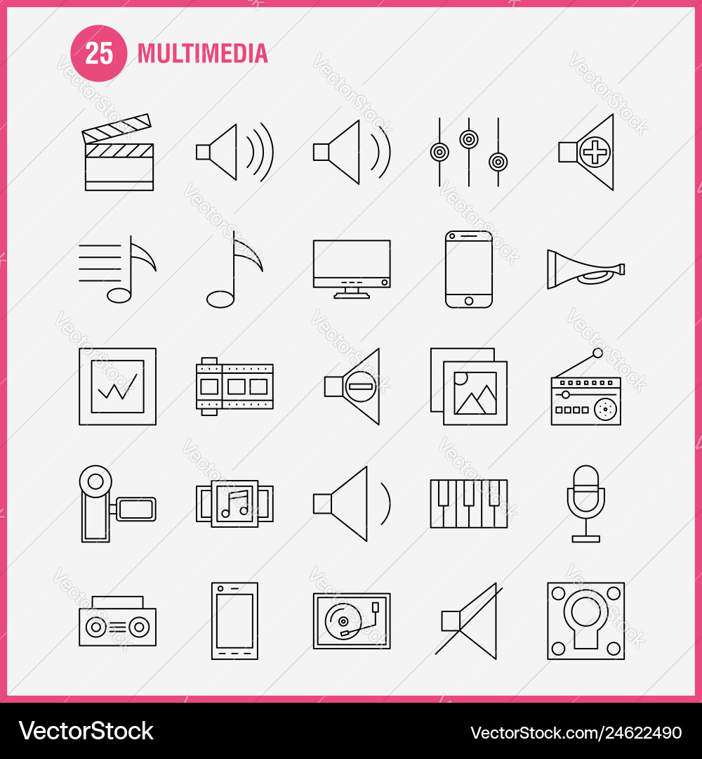 Multimedia line icon for web print and mobile Multimedia line icon for web print and mobile vector image