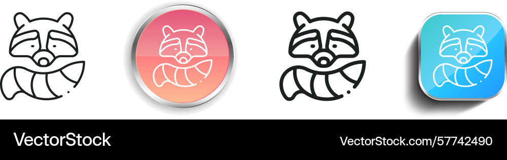 Racoon icon thin linear regular and button style Racoon icon thin linear regular and button style vector image