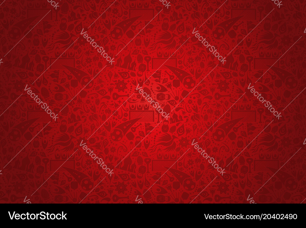 Red russia background pattern with icons vector image
