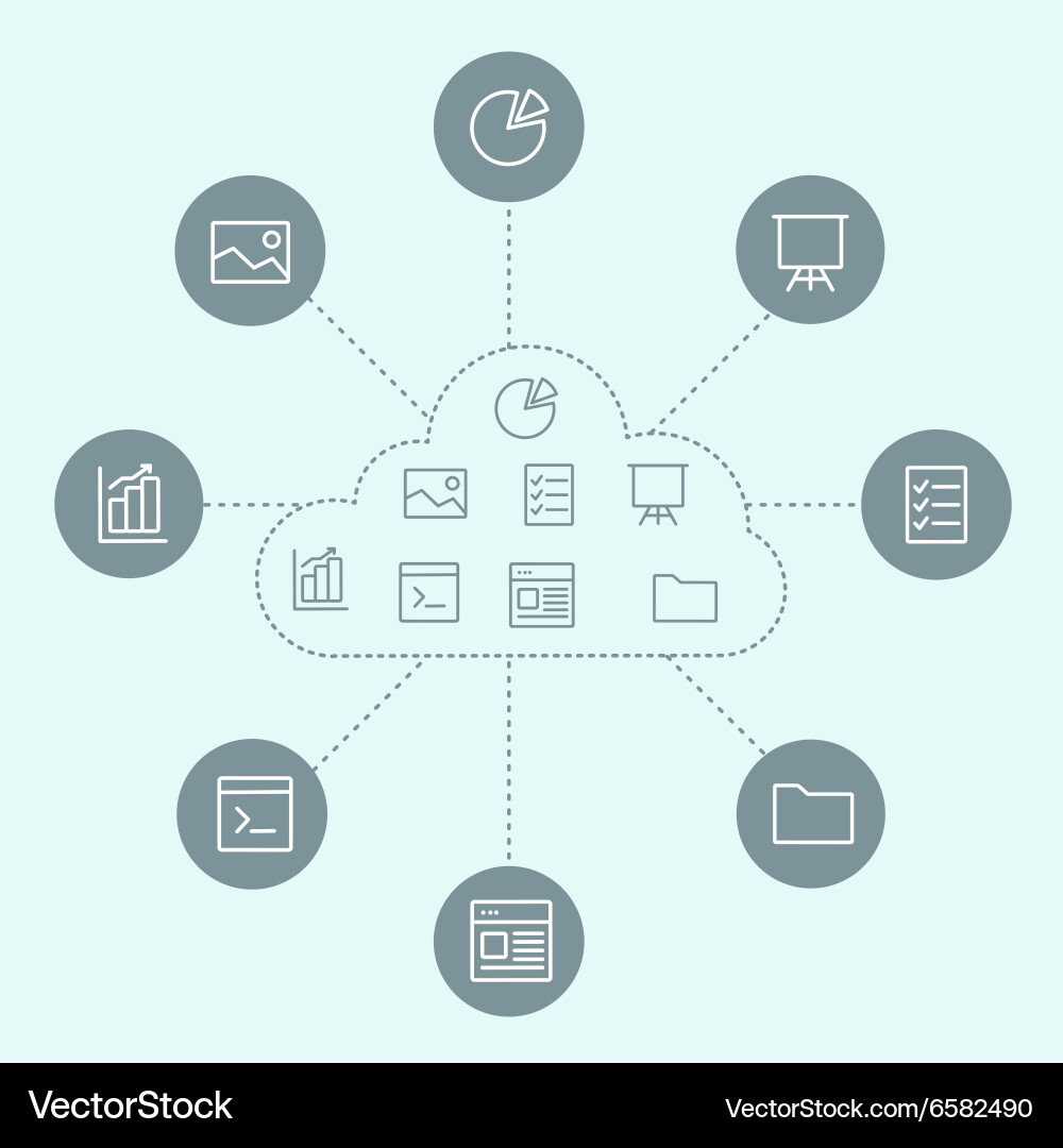 Sharing of working files and reference materials Vector Image