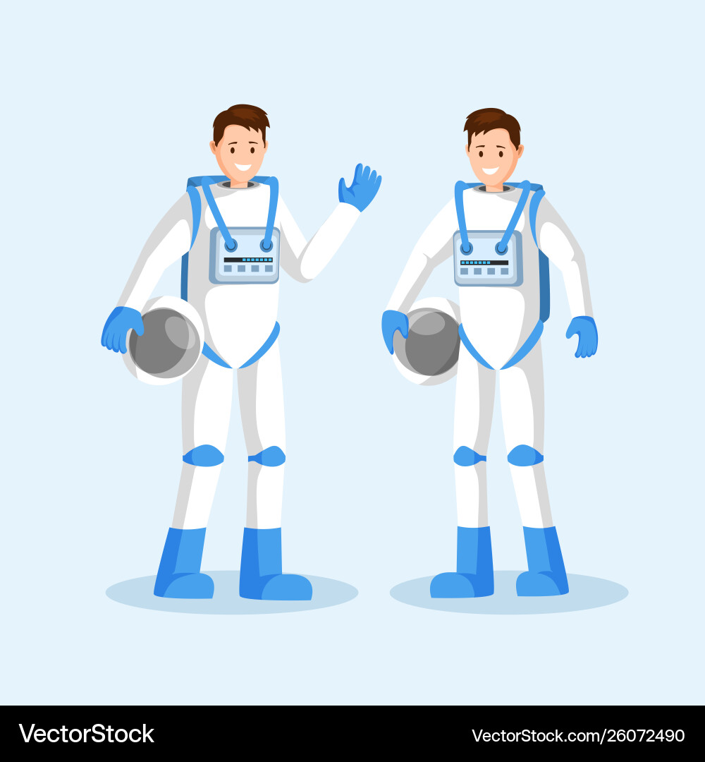 Smiling Cosmonauts in Spacesuits vector image