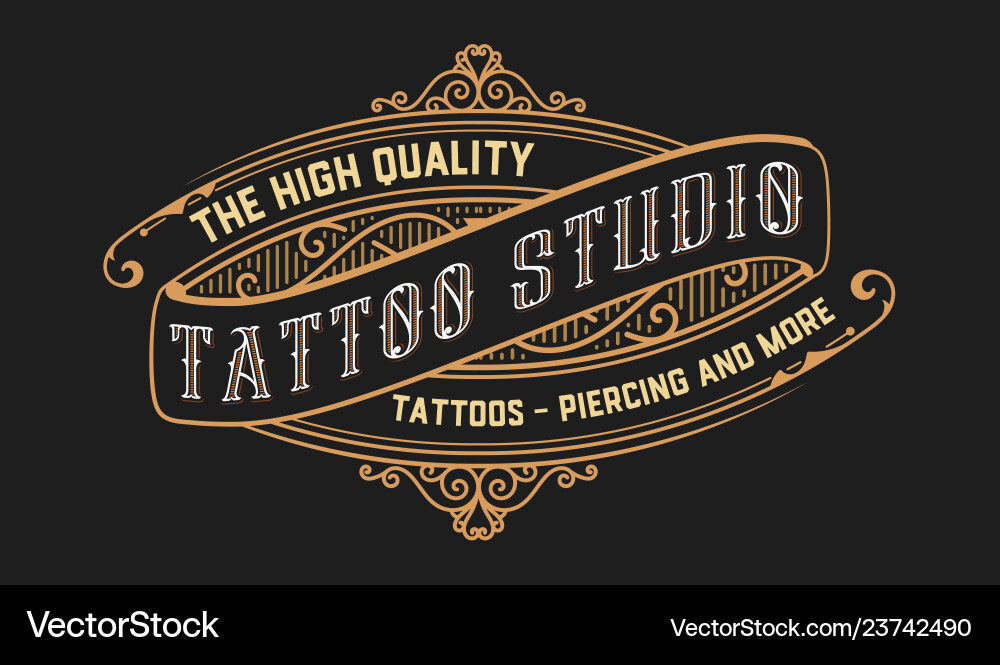 Vintage Tattoo Logo - Old Lettering vector image