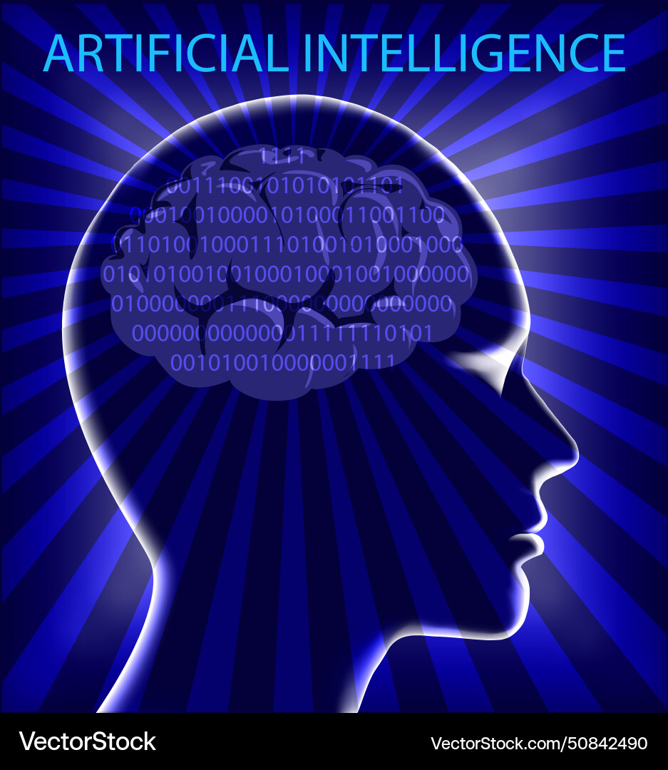 With a robot face and brain numbers With a robot face and brain numbers vector image