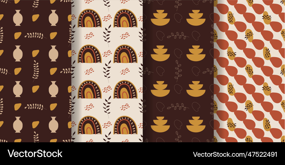 Aesthetic patterns boho set of seamless Aesthetic patterns boho set of seamless vector image