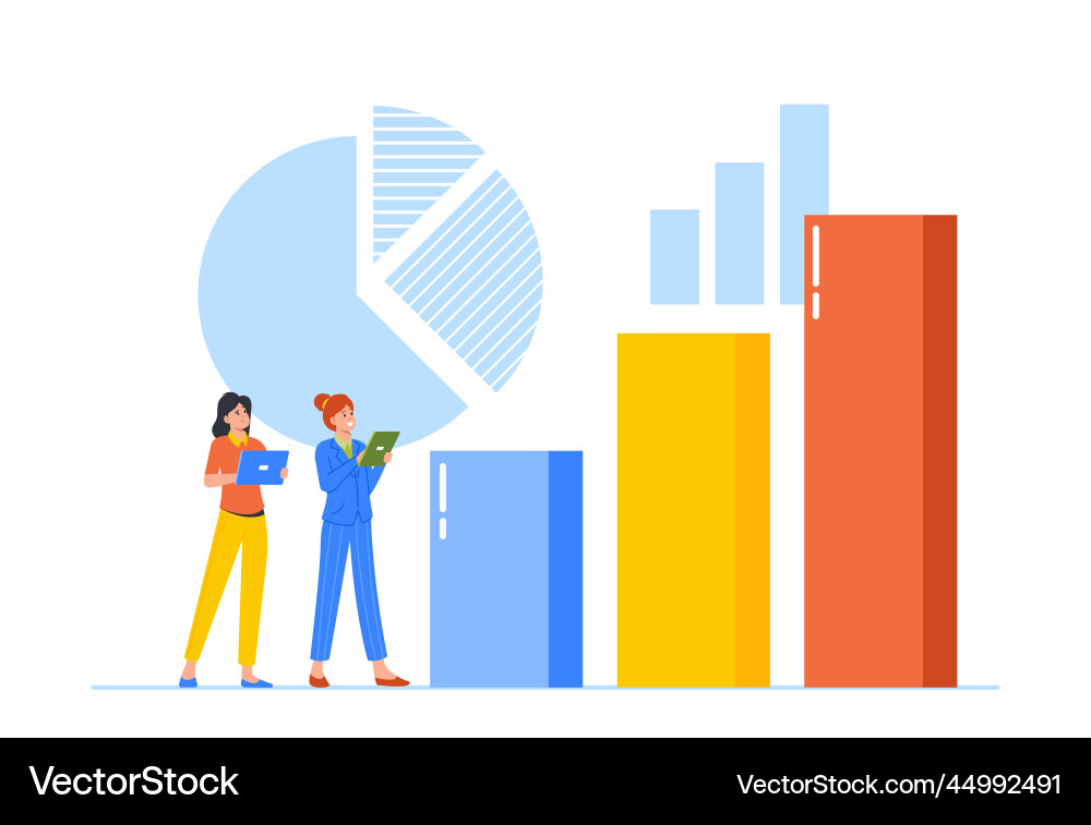 Business characters testing and measuring analysis Business characters testing and measuring analysis vector image