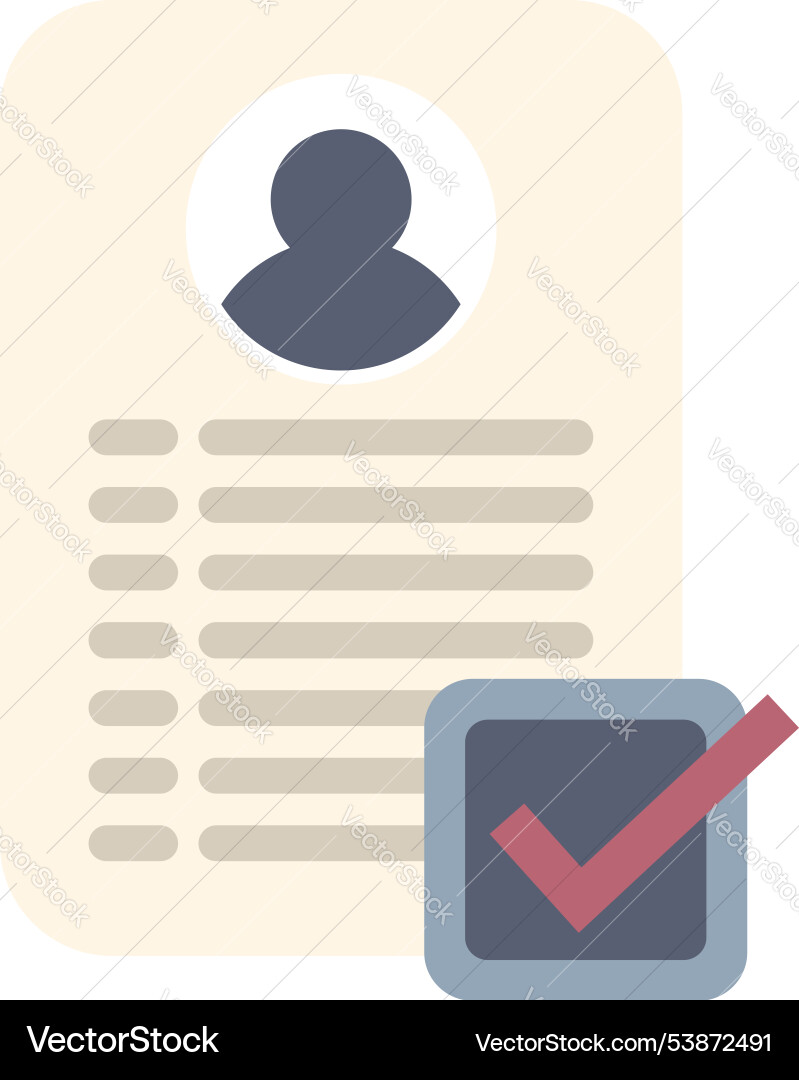 Candidate profile being selected with red check vector image