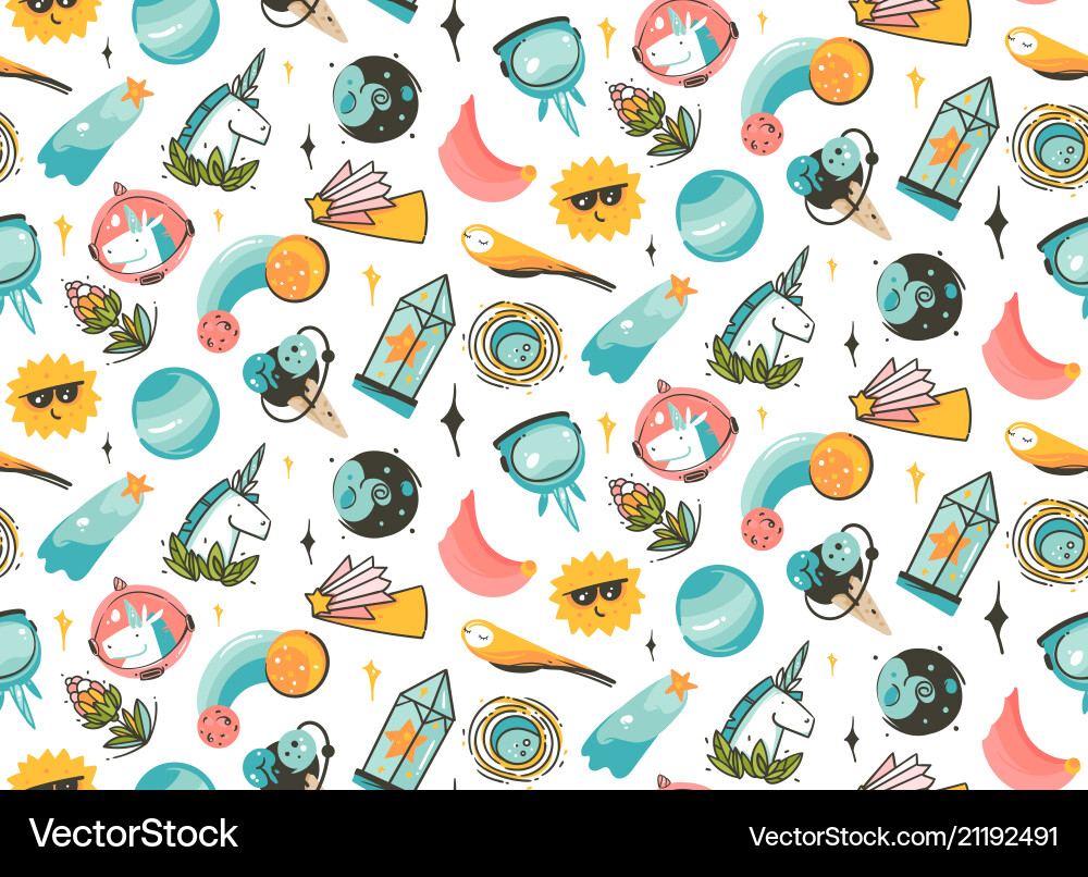 Celestial Unicorn Pattern vector image