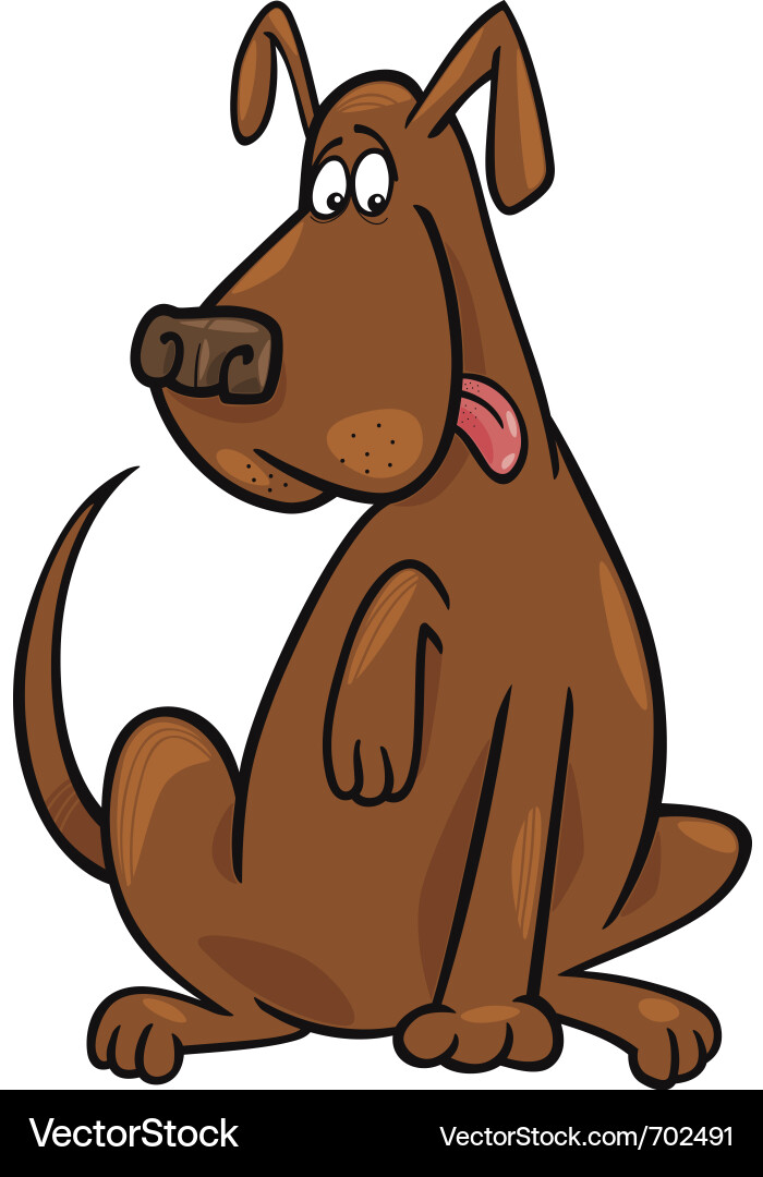 Cute Brown Sitting Dog Cartoon Vector Image