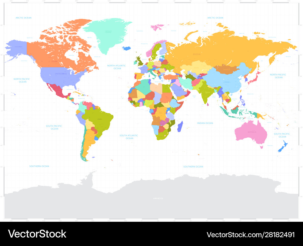 Detailed Political World Map Vector Image