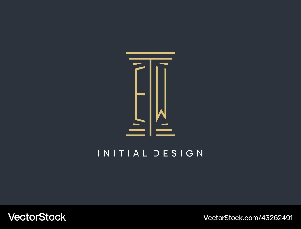 Ew initial monogram with pillar shape logo design Vector Image