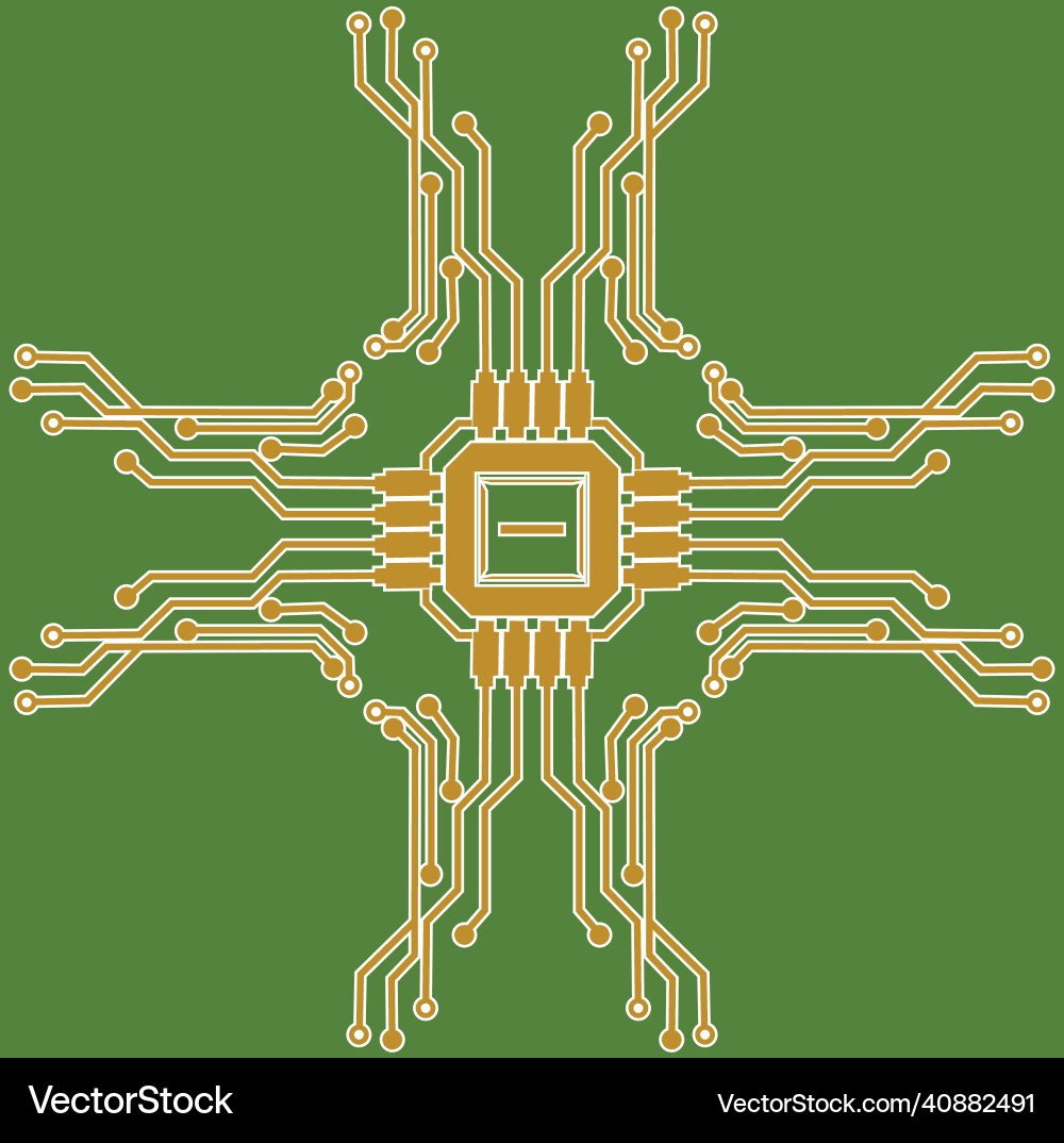 Flat microelectronics circuits circuit board vector image