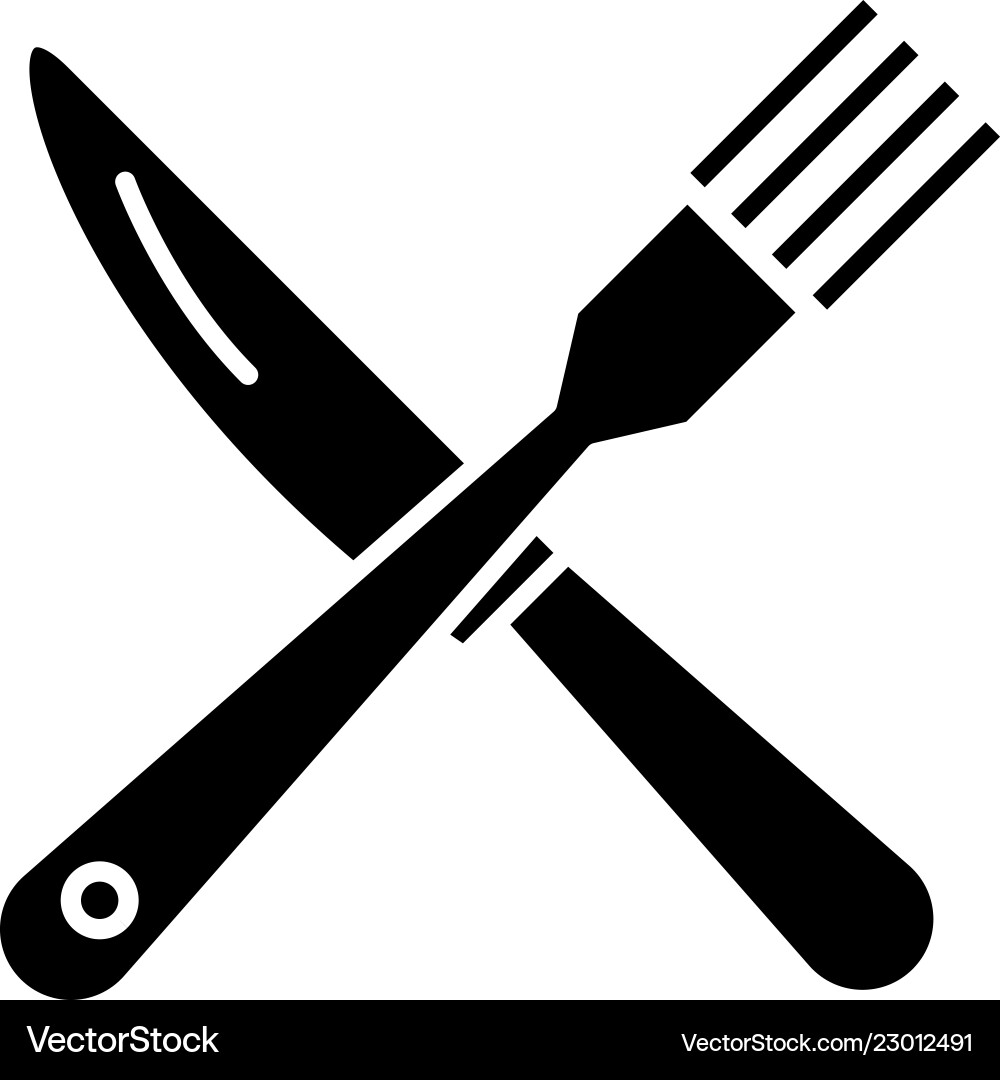 Fork and knife black icon sign on isolated Fork and knife black icon sign on isolated vector image