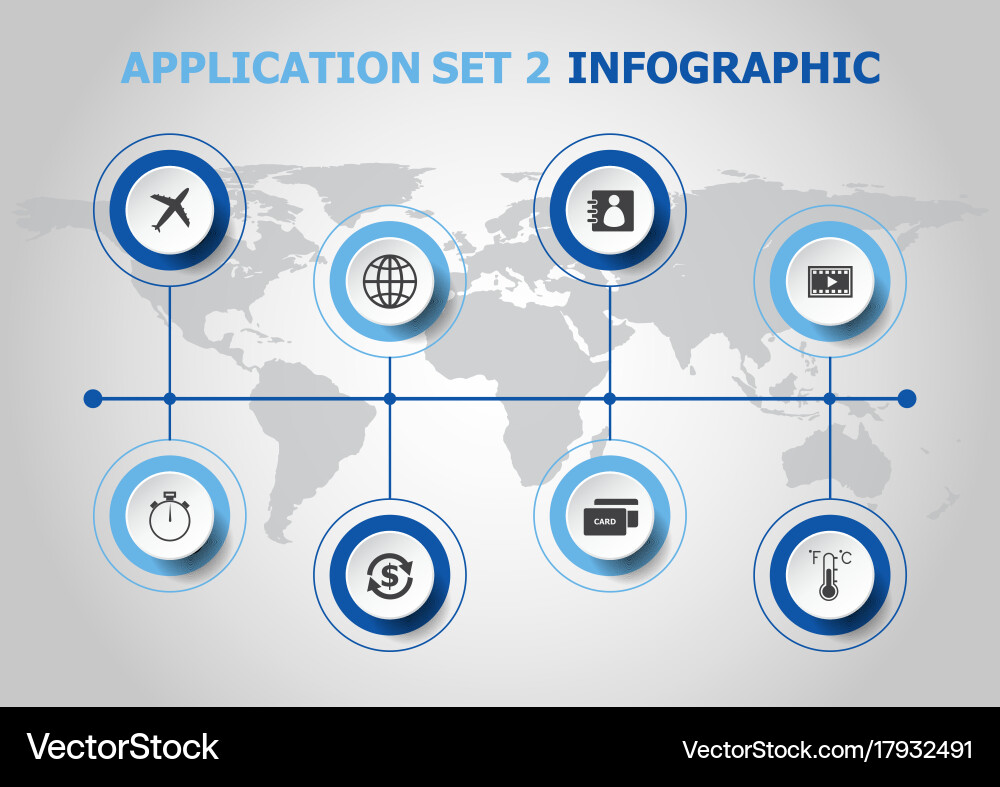 Infographic design with application icons set 2 vector image