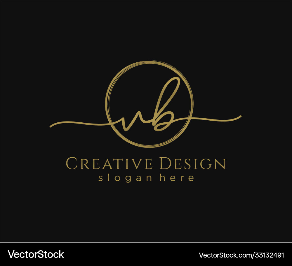 Initial vb handwriting logo with circle template Initial vb handwriting logo with circle template vector image