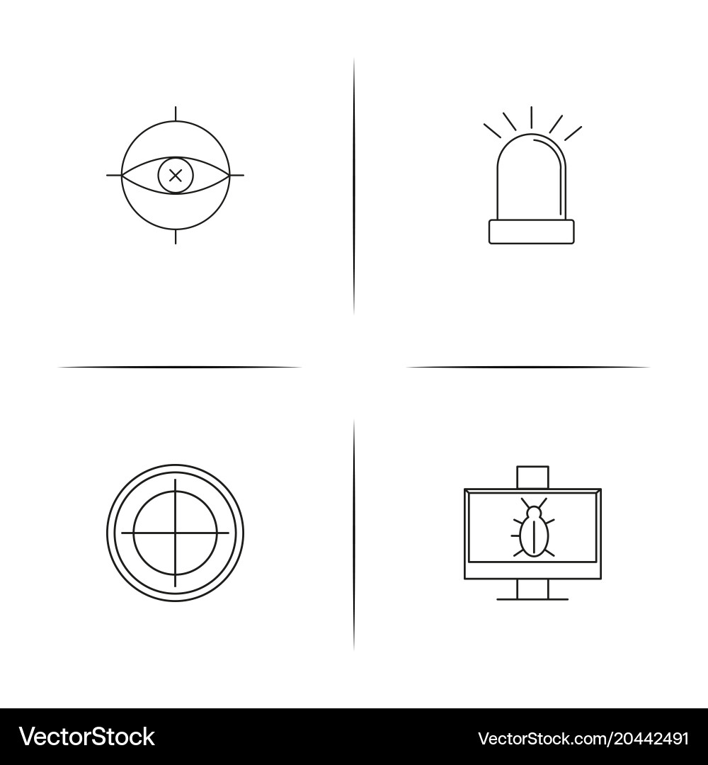 Internet security simple linear icon setsimple vector image