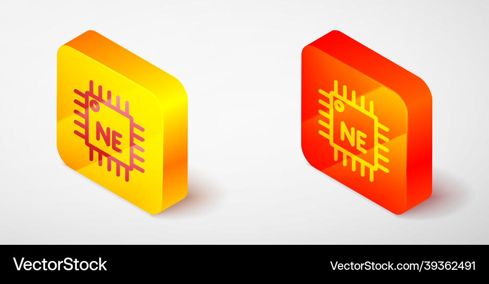 Isometric line computer processor Vector Image