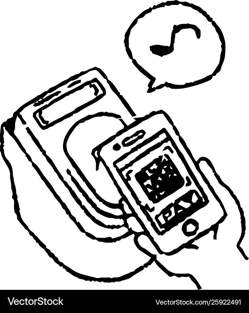 Monochrome analog-style man using smartphone Vector Image