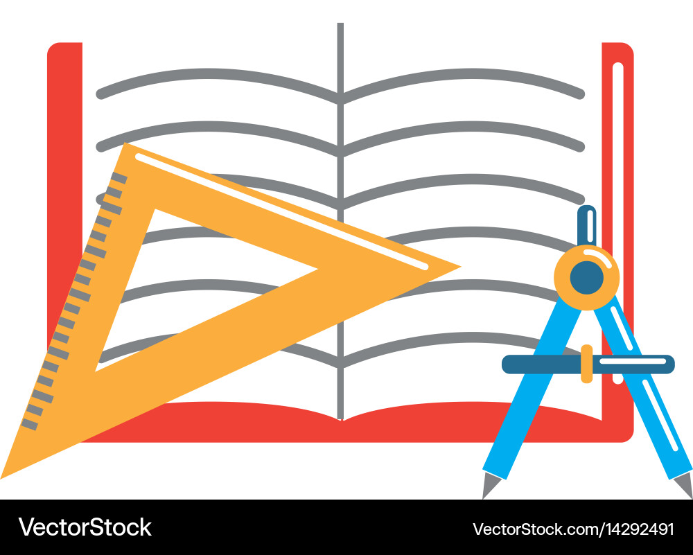 Open notebook with study tools icon vector image