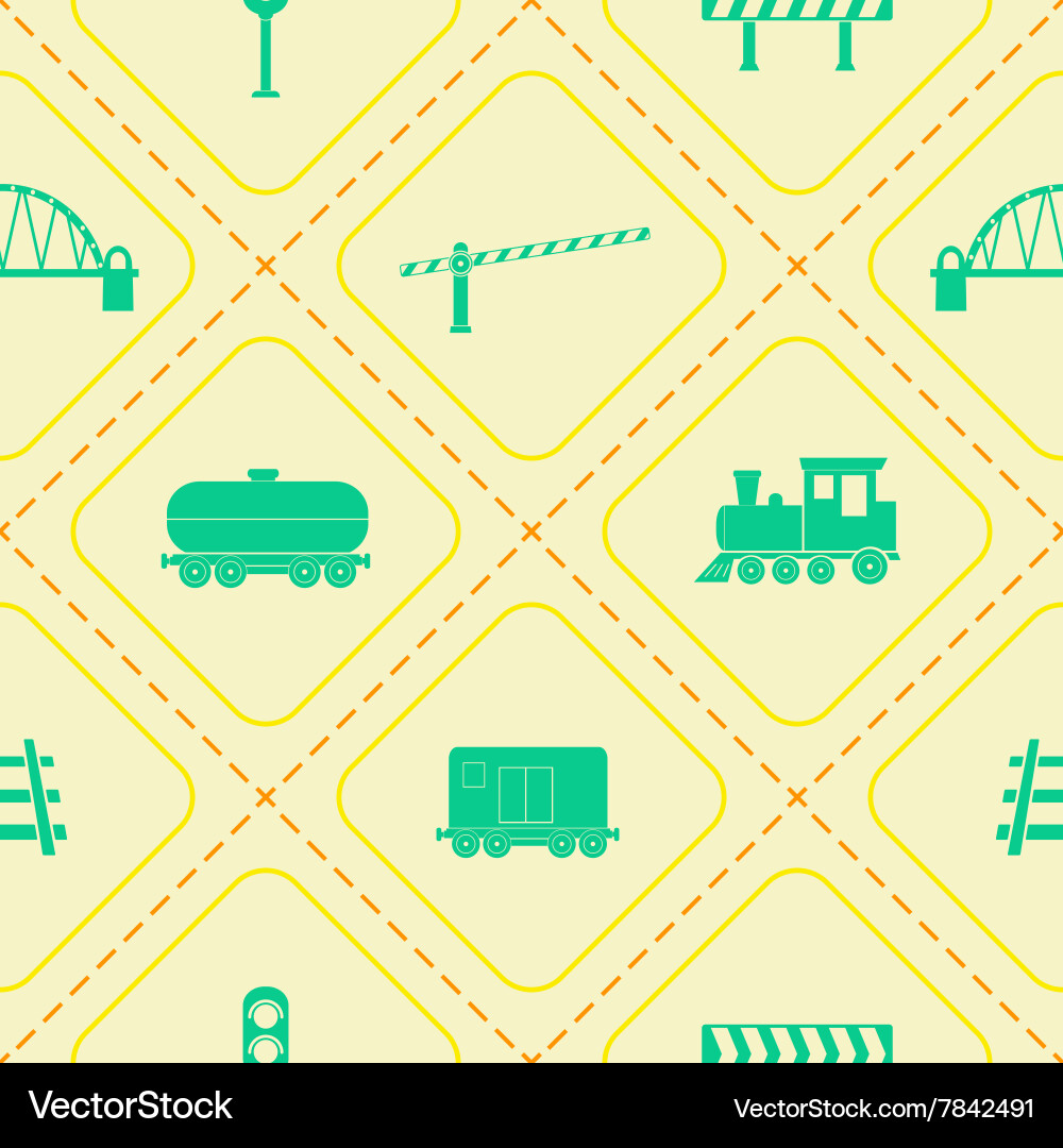 Seamless pattern with railroad icons vector image