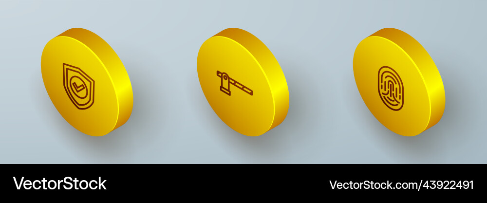 Set isometric line shield with check mark parking Set isometric line shield with check mark parking vector image