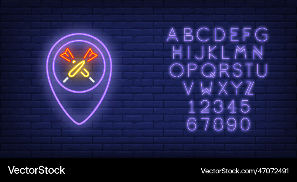 Two darts in pointer neon sign Two darts in pointer neon sign vector image