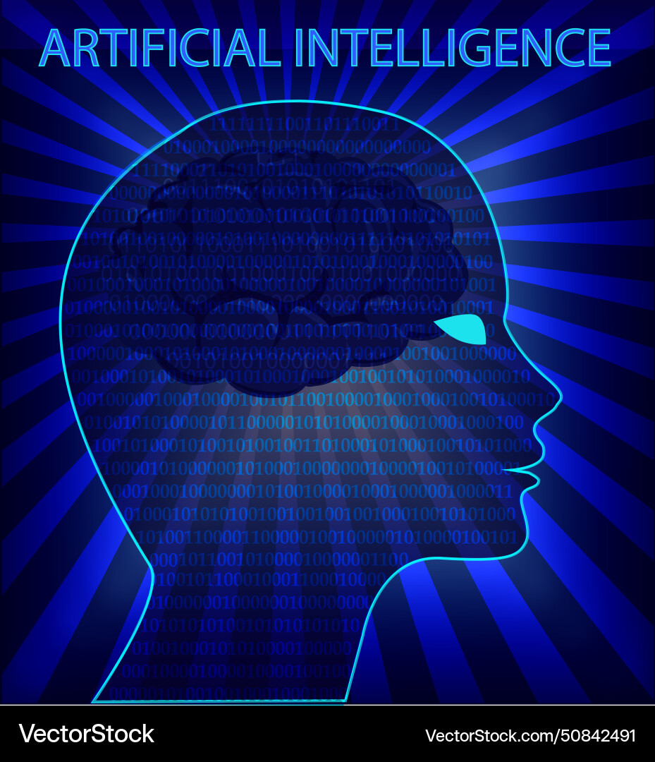 With a robot face and brain numbers With a robot face and brain numbers vector image