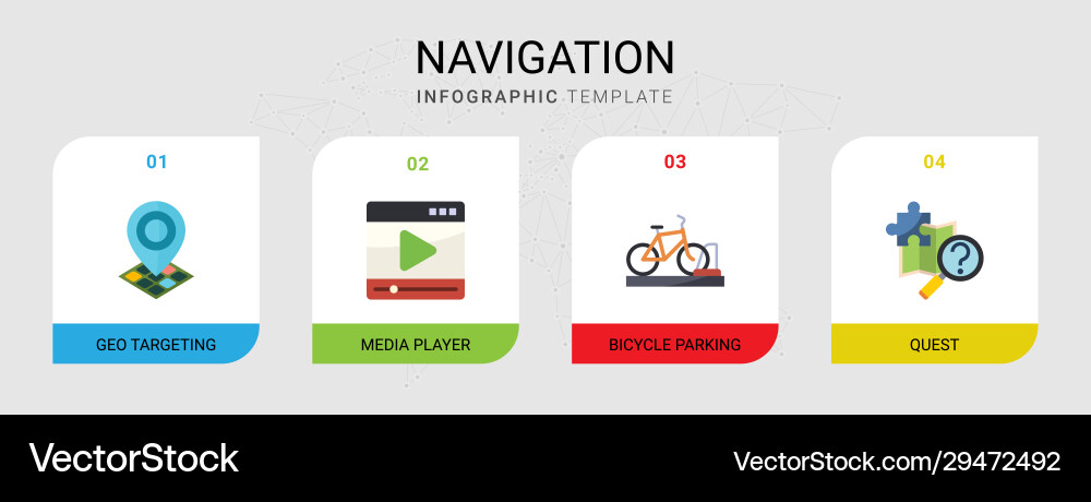 4 navigation flat icons set isolated Vector Image