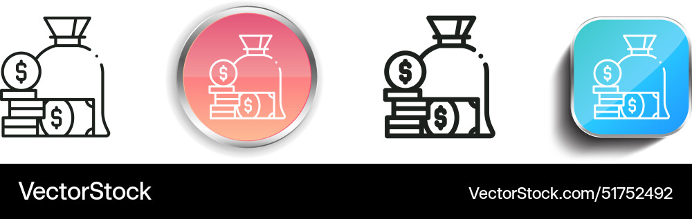 Bag icon thin linear regular and button style vector image
