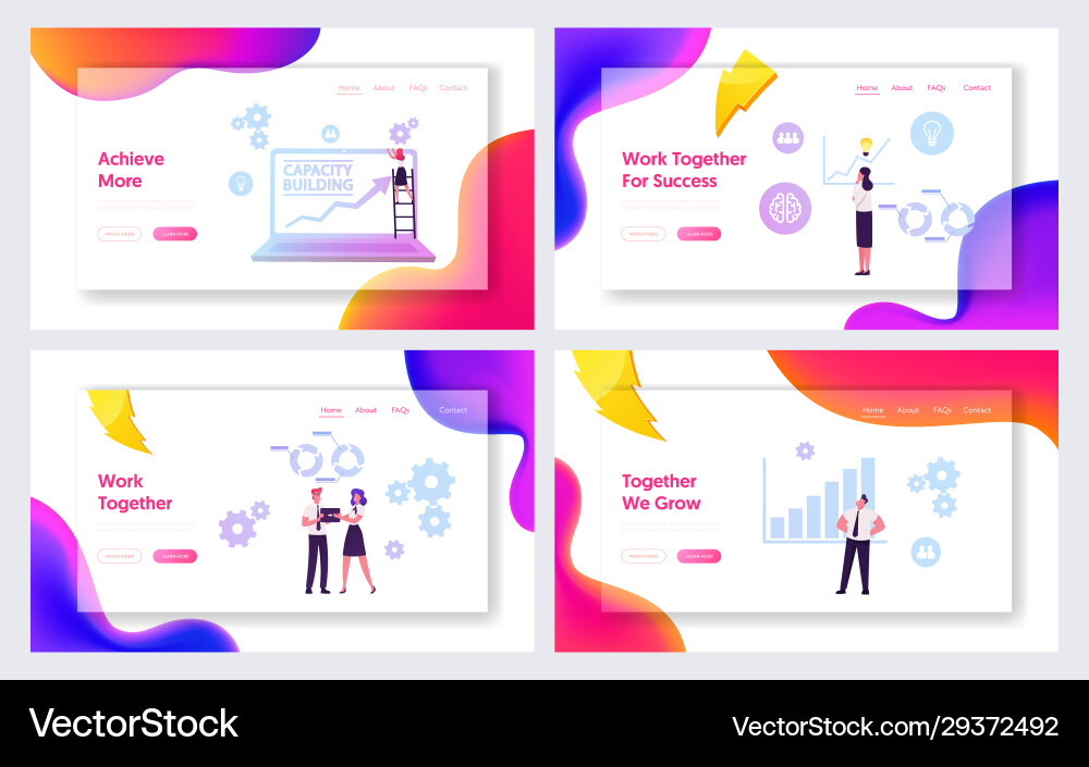 Capacity building website landing page set Capacity building website landing page set vector image