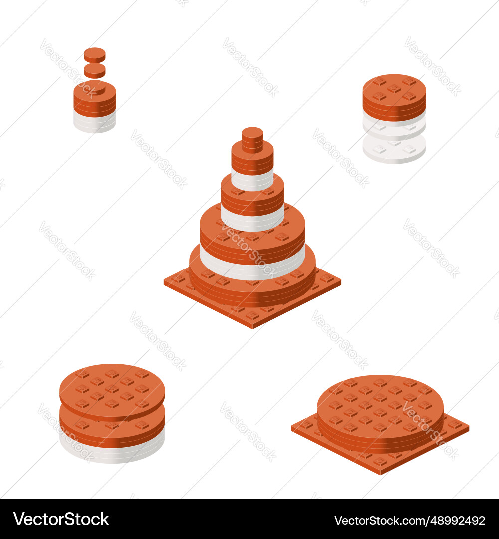 Concept with traffic cone in isometric style Concept with traffic cone in isometric style vector image