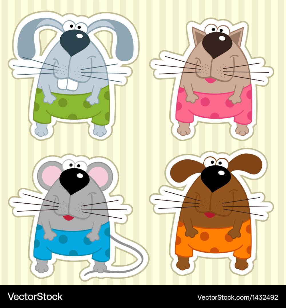 Cute Animal Icons Vector Image