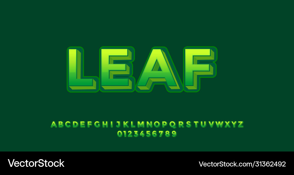 Font style gradient green 3d design templates vector image