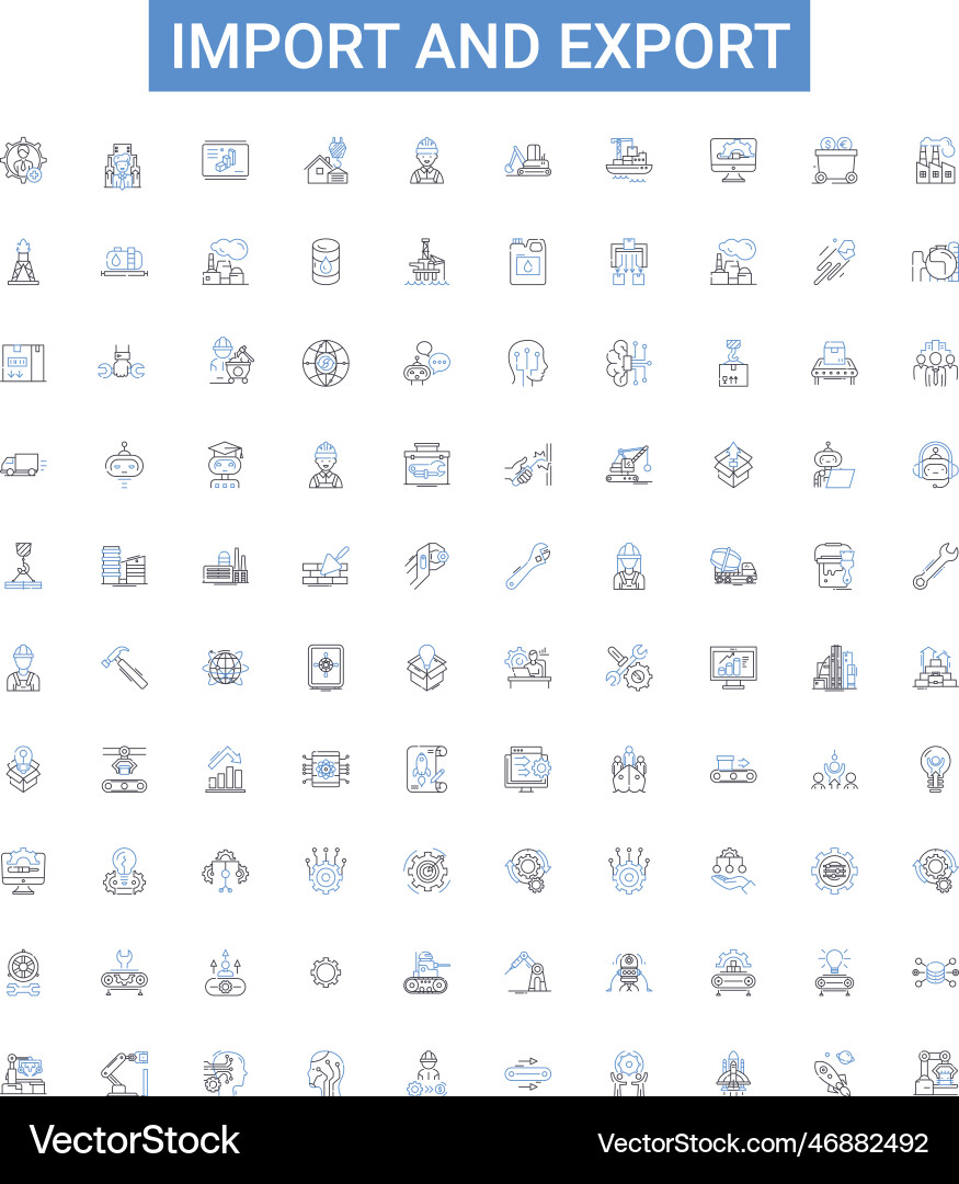 Import and export outline icons collection Import and export outline icons collection vector image