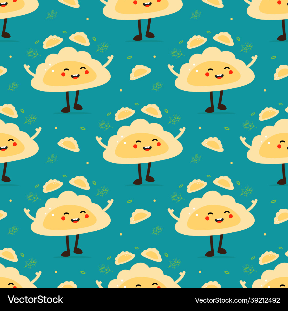 Juggling pierogi dumpling character pattern Juggling pierogi dumpling character pattern Vector Image