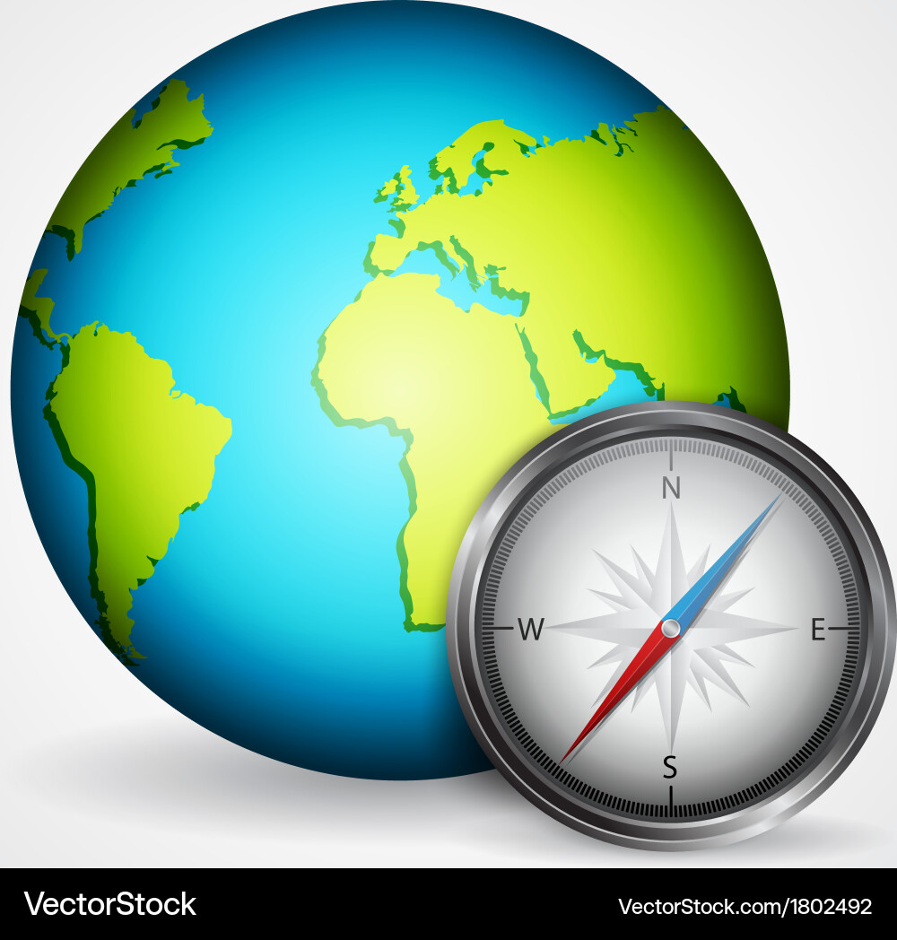 Planet with Compass Navigation vector image