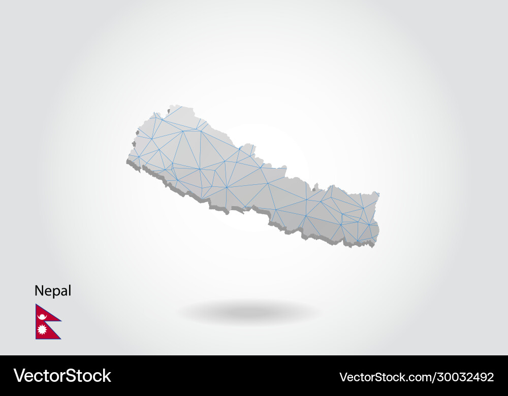 Polygonale nepal Karte low poly design made Polygonale nepal Karte low poly design made vektorbild