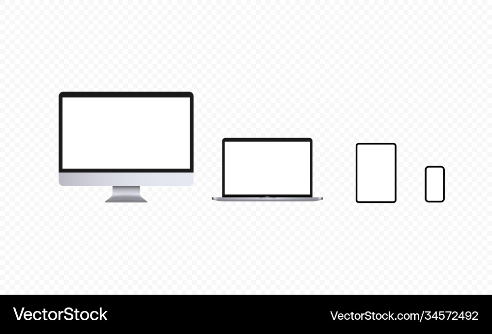 Realistic devices icon set computer screen Realistic devices icon set computer screen vector image