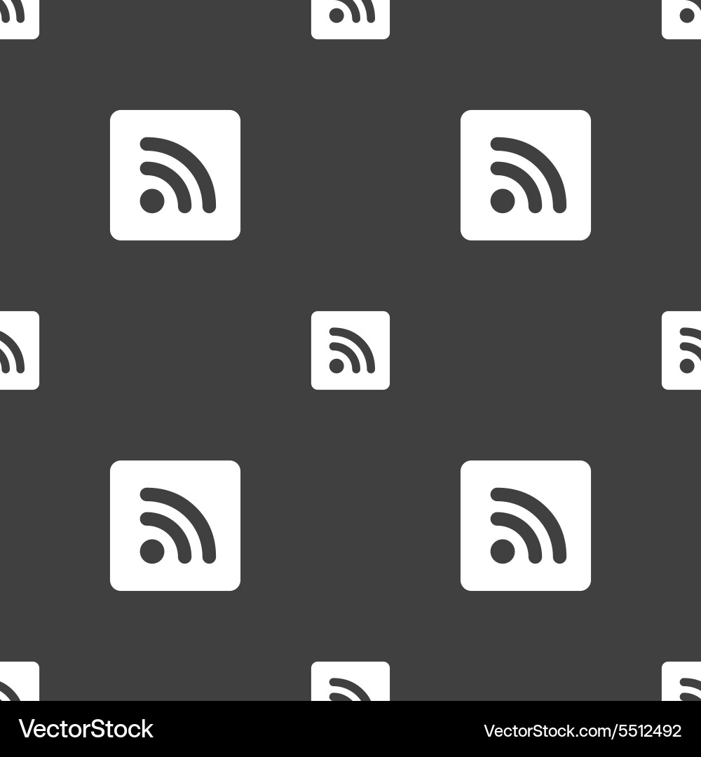 Rss feed icon sign seamless pattern on a gray vector image