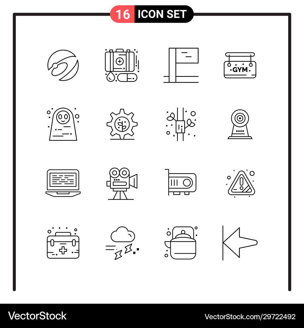 Set 16 line style icons for web and mobile Set 16 line style icons for web and mobile vector image