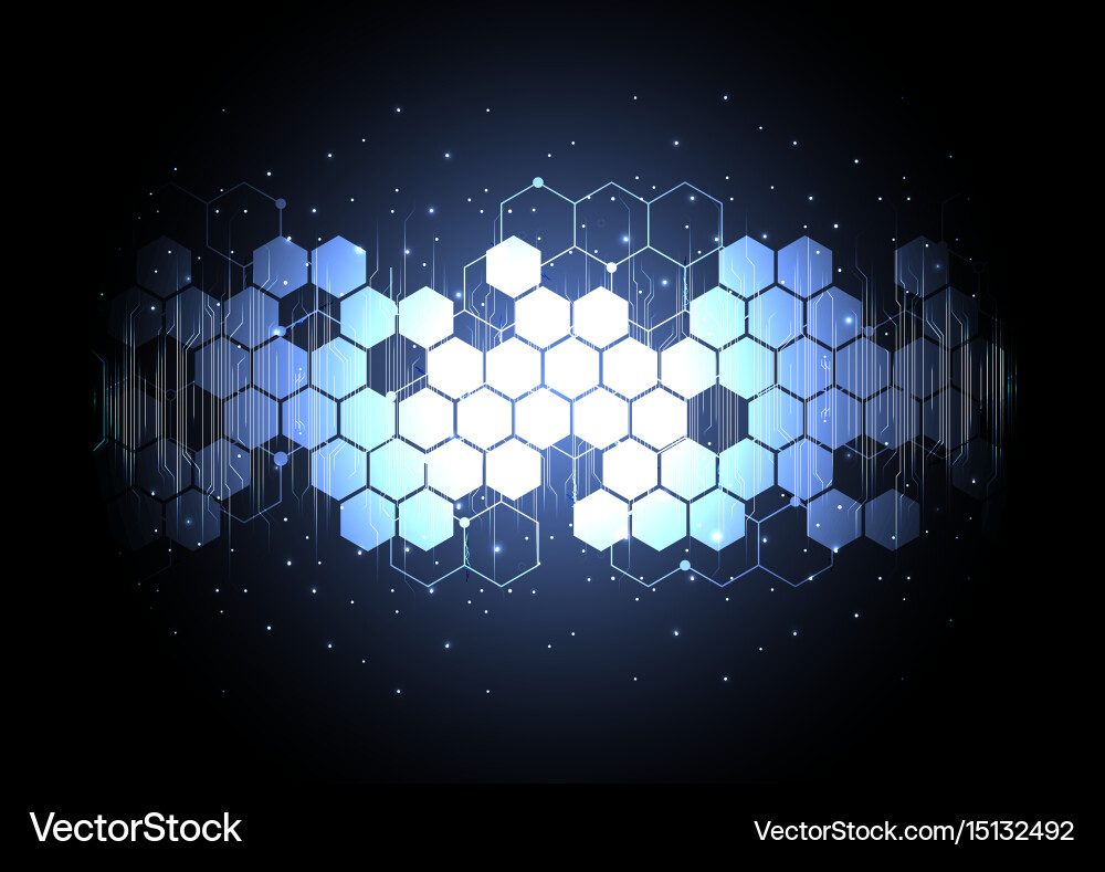 Technological digital circuit illuminated hexagon Technological digital circuit illuminated hexagon vector image