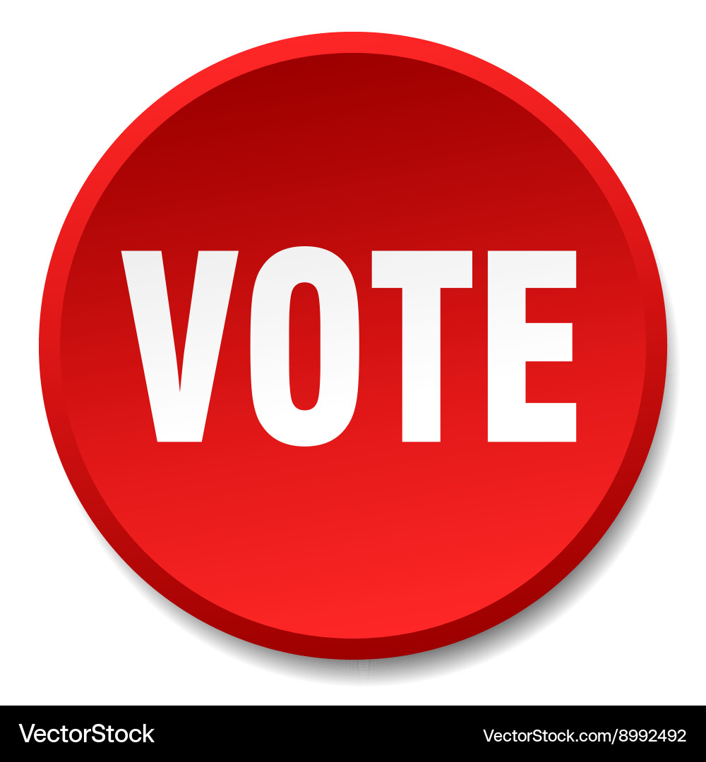 Vote red round flat isolated push button vector image