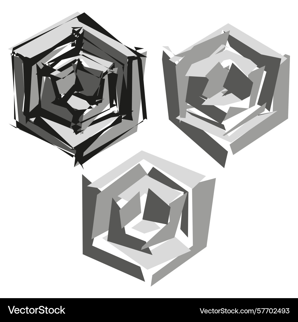 Abstract hexagonal shapes geometric polygon forms Abstract hexagonal shapes geometric polygon forms vector image