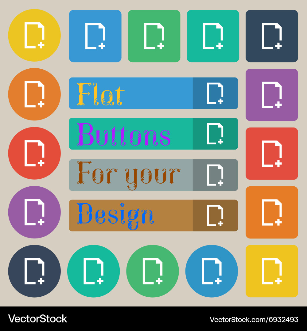 Add file icon sign set of twenty colored flat Vector Image