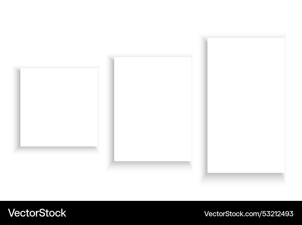 Blank rectangular paper set shadowed floating Blank rectangular paper set shadowed floating Vector Image