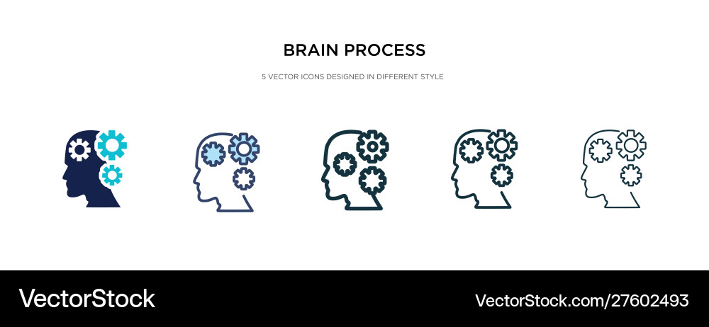 Brain process icon in different style two vector image