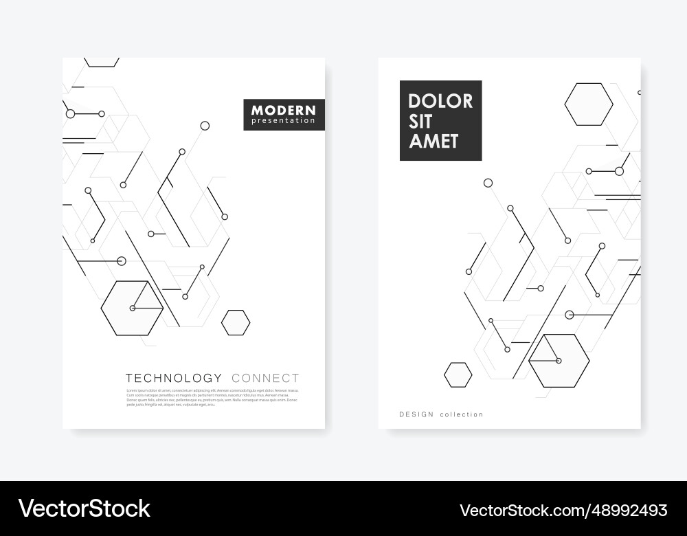 Brochure hexagons abstract pattern lines and dots Brochure hexagons abstract pattern lines and dots vector image